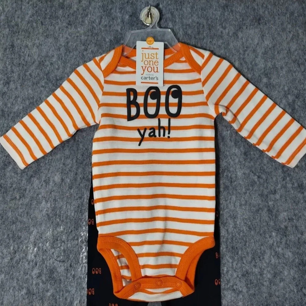 Carters One Piece Set 3 Month Boo Halloween‎ Yah  Long Sleeve Snap Pull On Pants